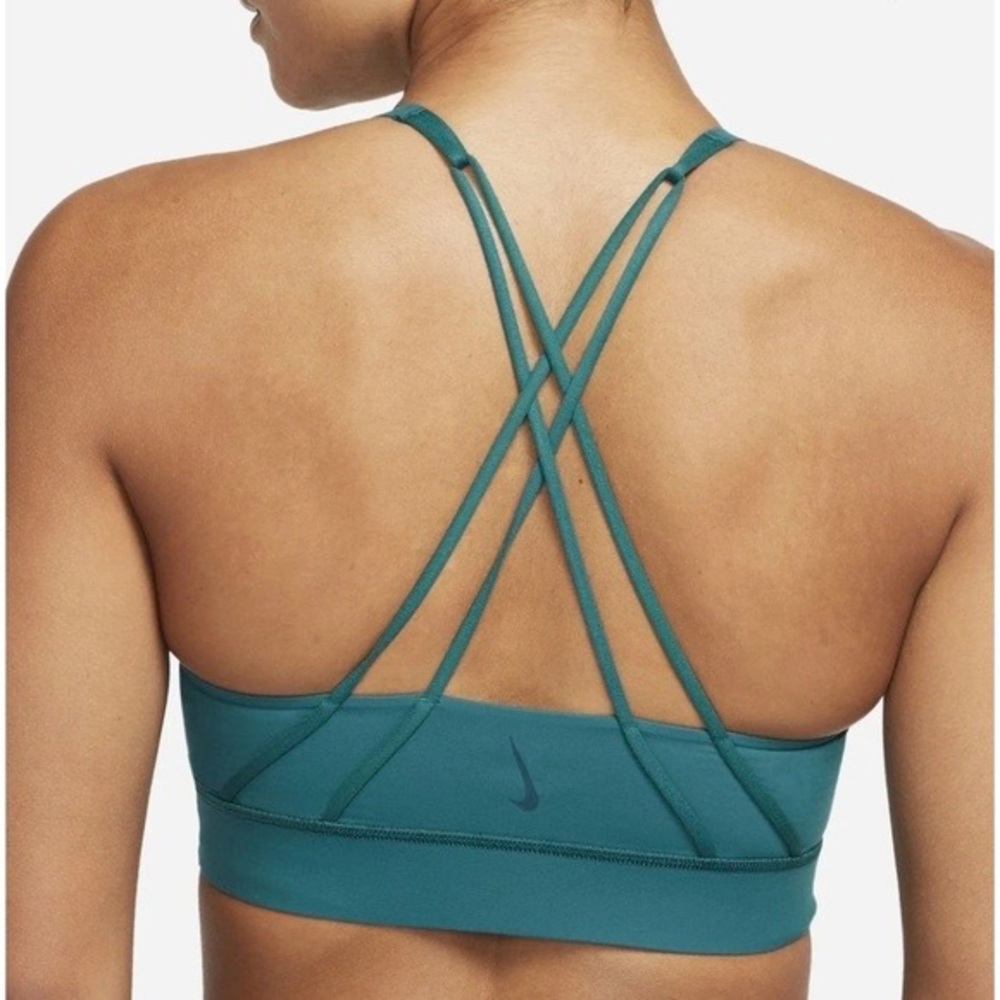 Nike Swoosh Luxe Dri-Fit Teal Blue Padded Crossback Sports Bra
